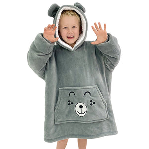 Kids Oversized Blanket Hoodie | Age 5-10 | Grey Bear – The Big