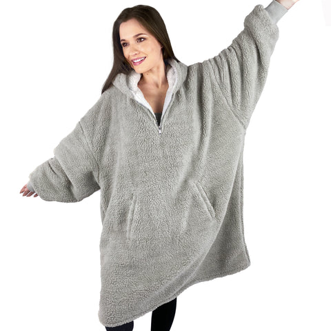 Teddy Fleece | Oversized Blanket Hoodie | Pale Grey