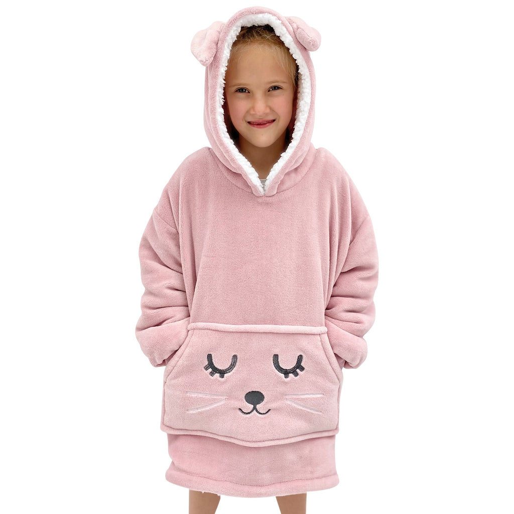 Kids Oversized Blanket Hoodie | Age 5-10 | Pink Bunny – The Big